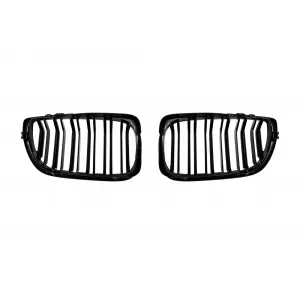 Double slat kidneys in black lacquer suitable for BMW 3 Series E46 sedan, E46 touring 2001-2005