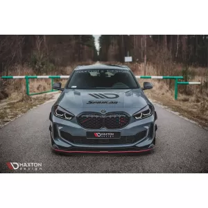 Maxton Design első lökhárító toldat M Technik, M135i lökháróhoz BMW 1-es F40 2019-től, fekete lakk-image-6143373