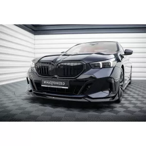 Spoiler Maxton Design versione 2 adatto per paraurti anteriore M della BMW Serie 5 G60 dopo il 2023, verniciato di nero-image-6143842