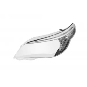 Geam stânga pentru far cu sprânceană LED și garnitură cromată, potrivit pentru BMW Seria 5 E60 Sedan LCI, E61 Touring LCI 2007-2010 versiunea 2