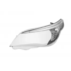 Geam stânga pentru far cu sprânceană LED și garnitură cromată, potrivit pentru BMW Seria 5 E60 sedan LCI, E61 break LCI 2007-2010 versiunea 3