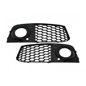 image-40-RS4 type grille set around the fog lights suitable for Audi A4 B8 sedan, wagon 2007-2011, black lacquer