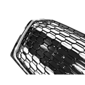 Grille type RS5 en chrome/peinture noire adapté pour Audi A5 F5 2016-2019 avec ouverture pour caméra et ouvertures pour capteurs de stationnement-image-6145546