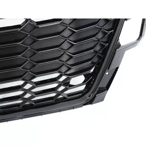 Grille type RS laqué noir adapté pour Audi A4 B9 berline, break après 2020 avec ouverture pour caméra et PDC pour pare-chocs standard-image-6145553