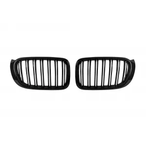 Double slat kidneys in black lacquer suitable for BMW X3 F25 2014-2017, X4 F26 2014-2018
