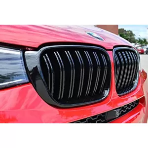 Double slat kidneys in black lacquer suitable for BMW X3 F25 2014-2017, X4 F26 2014-2018