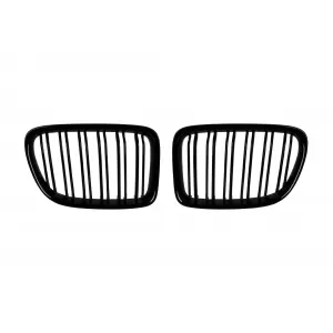 Double slatted kidney grilles in black lacquer suitable for BMW X1 E84 2009-2015