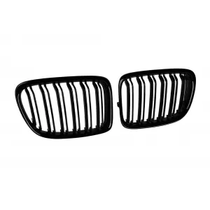 Double slatted kidney grilles in black lacquer suitable for BMW X1 E84 2009-2015