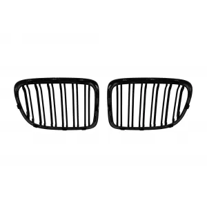 Double slatted kidney grilles in black lacquer suitable for BMW X1 E84 2009-2015