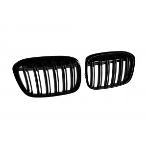 Double slat kidneys in black lacquer suitable for BMW X1 F48 2016-2019