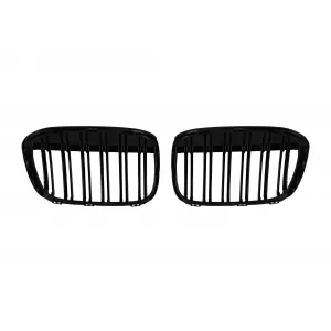 Double slat kidneys in black lacquer suitable for BMW X1 F48 2016-2019