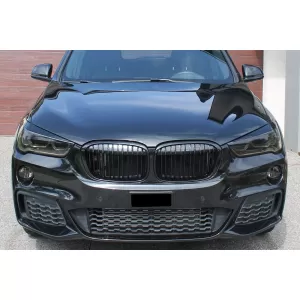 Double slat kidneys in black lacquer suitable for BMW X1 F48 2016-2019