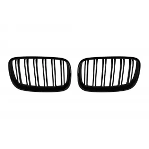 Double slat kidneys in black lacquer suitable for BMW X5 E70 2007-2013, X6 E71 2008-2011