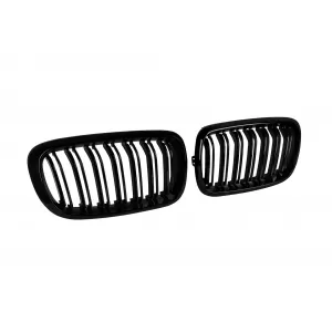 Double slat kidney grilles in black lacquer suitable for BMW X5 F15 2013-2018, X6 F16 2014-2019