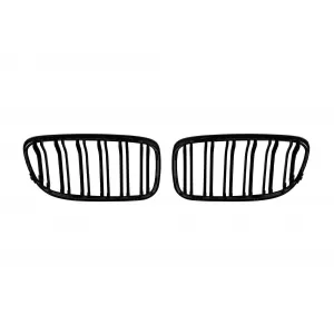 M3 style double ribbed kidney grilles, black lacquer with M decoration suitable for BMW 3 Series E90 sedan, E91 touring 2008-2012-image-6145678