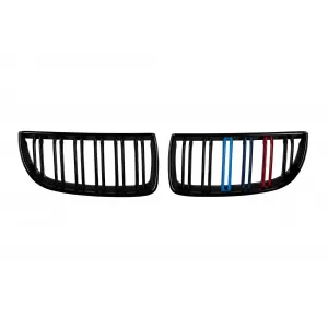 Dupla rácsos vese fekete lakk színben M dekorációval BMW 3-as E90 sedan, E91 touring 2005-2008 modellekhez-image-6145682
