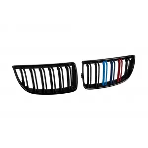 Dupla rácsos vese fekete lakk színben M dekorációval BMW 3-as E90 sedan, E91 touring 2005-2008 modellekhez-image-6145683