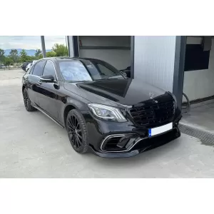 Grille noir laqué type A Design adapté pour Mercedes Classe S W222 2013-2020 pour le modèle avec Distronic et Vision Nocturne.-image-6145736
