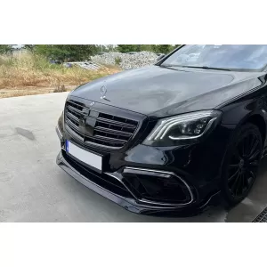 Grille noir laqué type A Design adapté pour Mercedes Classe S W222 2013-2020 pour le modèle avec Distronic et Vision Nocturne.-image-6145737