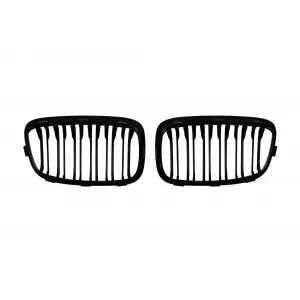 Double slat kidneys in black lacquer suitable for BMW 1 Series F20 with 5 doors, F21 with 3 doors 2011-2015