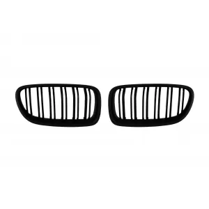image-24-M5 type double rib kidneys in matte black suitable for BMW 5 Series F10 sedan, F11 touring 2010-2017