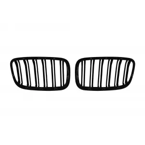 Double slat kidneys in black lacquer with M decoration suitable for BMW X5 E70 2007-2013, X6 E71 2008-2011-image-6145854