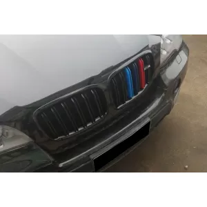 Double slat kidneys in black lacquer with M decoration suitable for BMW X5 E70 2007-2013, X6 E71 2008-2011-image-6145855