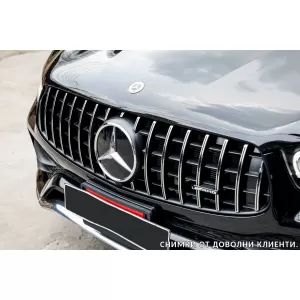 Grille style GT chrome/noir adaptée pour Mercedes GLC SUV X253, GLC Coupe C253 après 2019 avec ouverture pour caméra-image-6145864