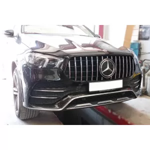 Grille type GT chrome/noir adapté pour Mercedes GLE SUV W167, GLE Coupe C167 2019-2022 avec ouverture pour caméra, pour le modèle équipé d'un pare-chocs avant A Design-image-6145875