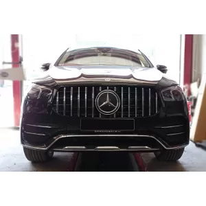 Grille type GT chrome/noir adapté pour Mercedes GLE SUV W167, GLE Coupe C167 2019-2022 avec ouverture pour caméra, pour le modèle équipé d'un pare-chocs avant A Design-image-6145876
