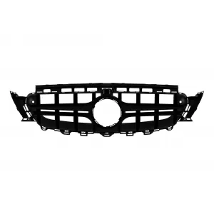 Grille laqué noir type E63 A Design adapté pour Mercedes Classe E W213 berline, S213 break, C238 coupé, A238 cabriolet 2016-2019 avec ouverture pour caméra-image-6145970