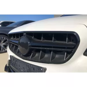Grille laqué noir type E63 A Design adapté pour Mercedes Classe E W213 berline, S213 break, C238 coupé, A238 cabriolet 2016-2019 avec ouverture pour caméra-image-6145973