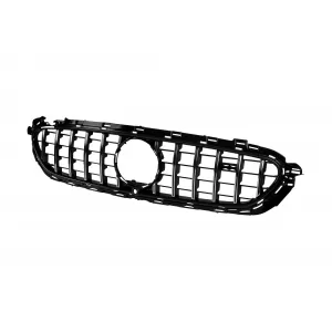 Grille type GT chromé/noir adapté pour Mercedes E-Class W213 berline, S213 break, C238 coupé, A238 cabrio A Design Sport line & Avantgarde, E53 A Design après 2020 avec ouverture pour caméra-image-6145993