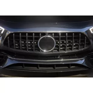 Grille type GT chromé/noir adapté pour Mercedes E-Class W213 berline, S213 break, C238 coupé, A238 cabrio A Design Sport line & Avantgarde, E53 A Design après 2020 avec ouverture pour caméra-image-6145999