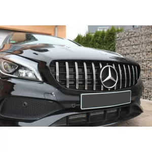 Chrome/black GT style grille suitable for Mercedes CLA C117 2013-2018 without camera opening