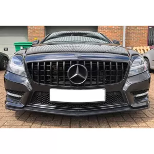 Grille type GT laqué noir adapté pour Mercedes CLS C218 2011-2014 sans ouverture pour caméra-image-6146034