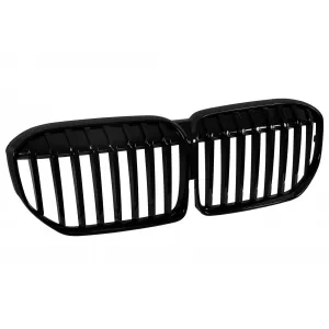 Single rib kidney grilles in black lacquer suitable for BMW 7 Series G11, G12 after 2020