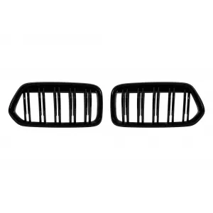 Double slatted kidneys in black lacquer suitable for BMW X2 F39 after 2020