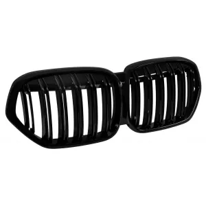 Double slat kidney grilles in black lacquer suitable for BMW X1 F48 after 2020