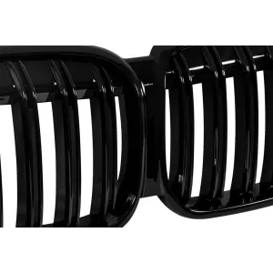 Double slat kidney grilles in black lacquer suitable for BMW X1 F48 after 2020
