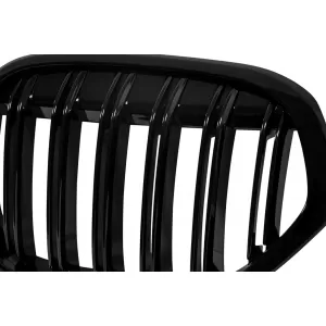 Double slat kidney grilles in black lacquer suitable for BMW X1 F48 after 2020