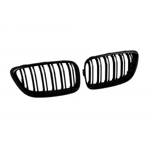 Double slat kidneys in black lacquer suitable for BMW Series 2 F22 Coupe, F23 Cabriolet after 2014