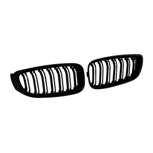 Double slat kidney grilles in black lacquer suitable for BMW 3 Series GT F34 2012-2018