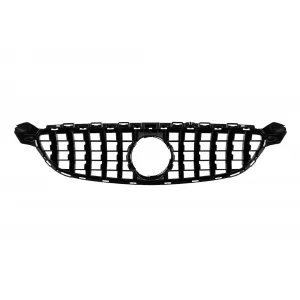 Grille de type GT laqué noir adapté pour C63 Mercedes Classe C W205 berline, S205 break 2014-2020, sans ouverture pour caméra, pour le modèle avec pare-chocs avant A Design C63-image-6146355