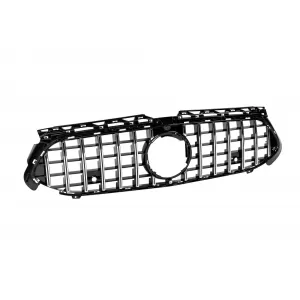 Chrome/black GT style grille suitable for Mercedes A-Class W177 after 2023 with camera opening