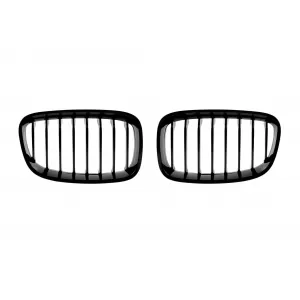 image-67-Single slat kidneys in black lacquer suitable for BMW Series 1 F20 with 5 doors, F21 with 3 doors 2011-2015