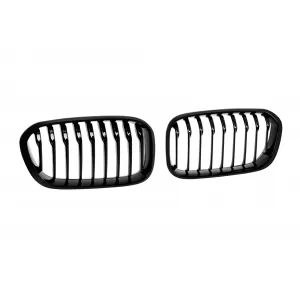 Single slat kidney grilles in black lacquer suitable for BMW 1 Series F20, F21 2015-2019