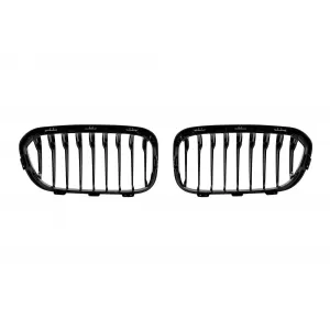 Single slat kidney grilles in black lacquer suitable for BMW 1 Series F20, F21 2015-2019