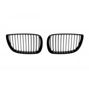 Single rib kidney grilles in black lacquer suitable for BMW 1 Series E81, E82, E87, E88 2003-2007