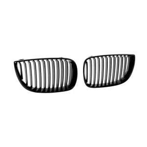 Single rib kidney grilles in black lacquer suitable for BMW 1 Series E81, E82, E87, E88 2003-2007